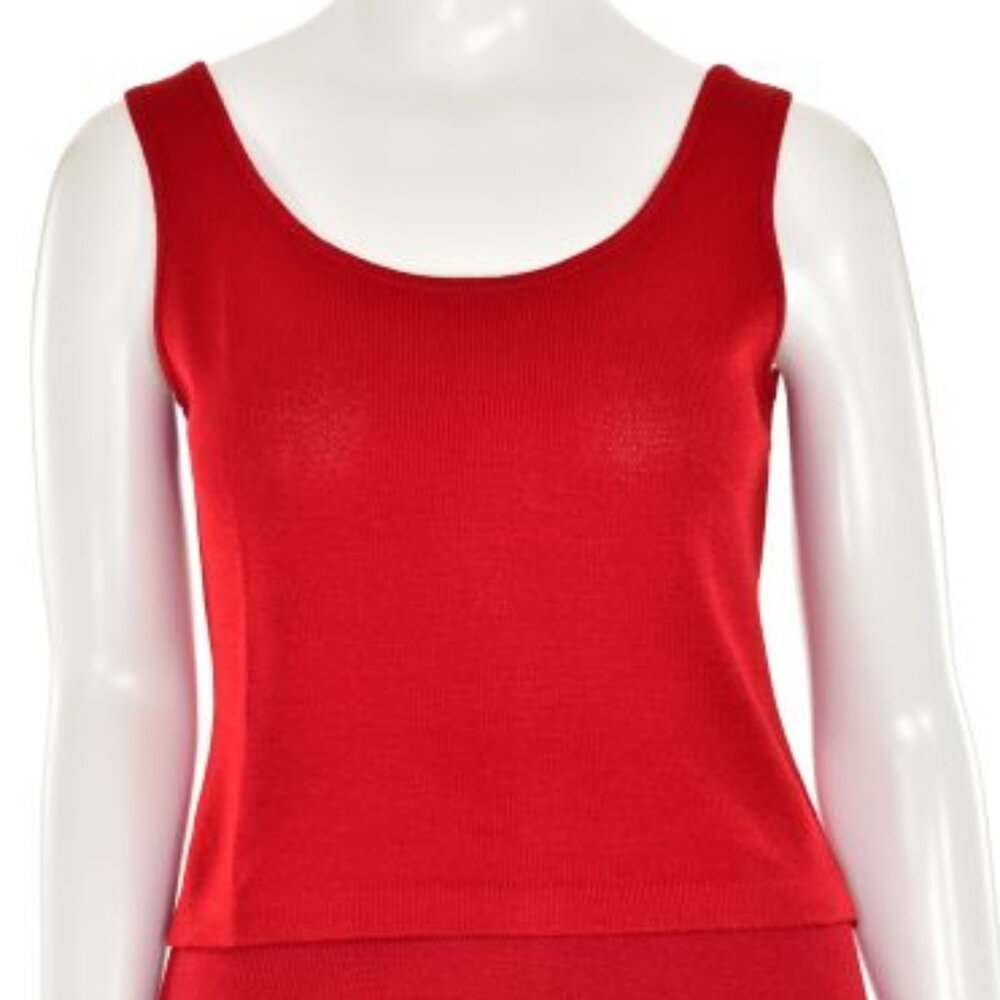St. John Women's Large Red Vintage Santana Knit Scoop Neck Casual Soft Tank Top
